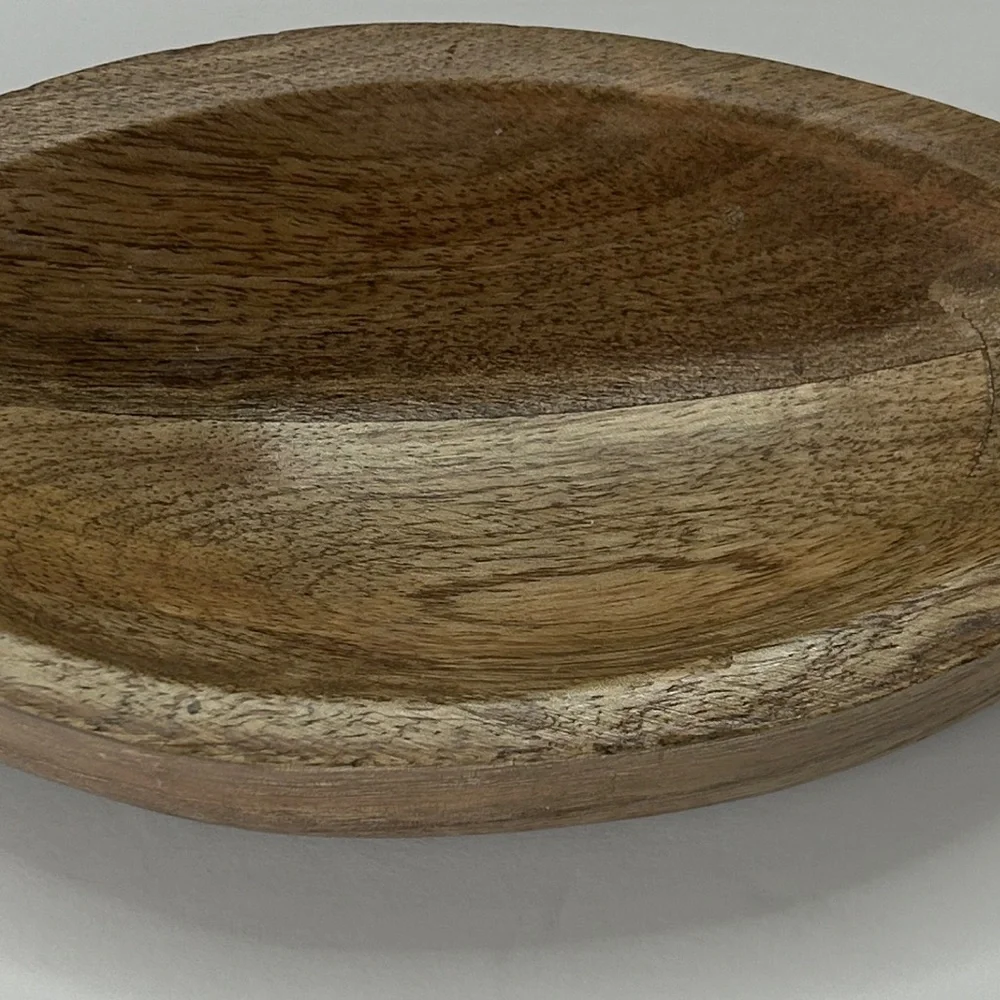 Vintage Pier One Wooden Oval Serving Bowl W/ Handles Nuts Crackers Key Holder